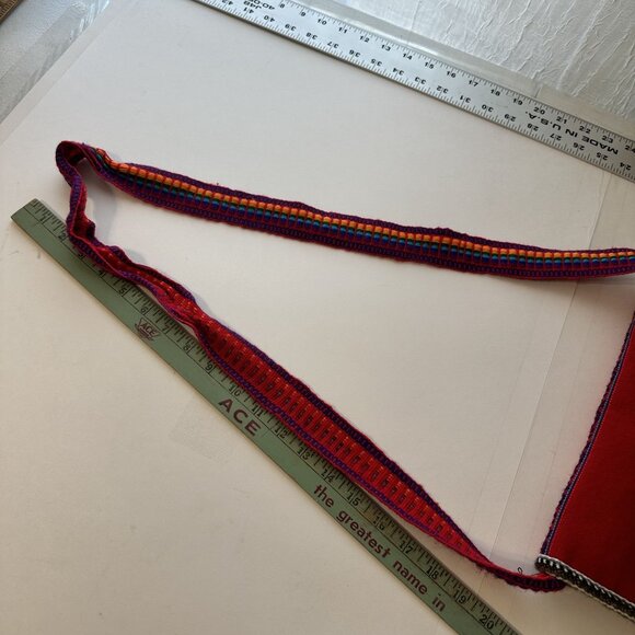 Handmade Multicolor Bohemian Red Shoulder Bag Button Crossbody Guatemalan - Picture 4 of 6